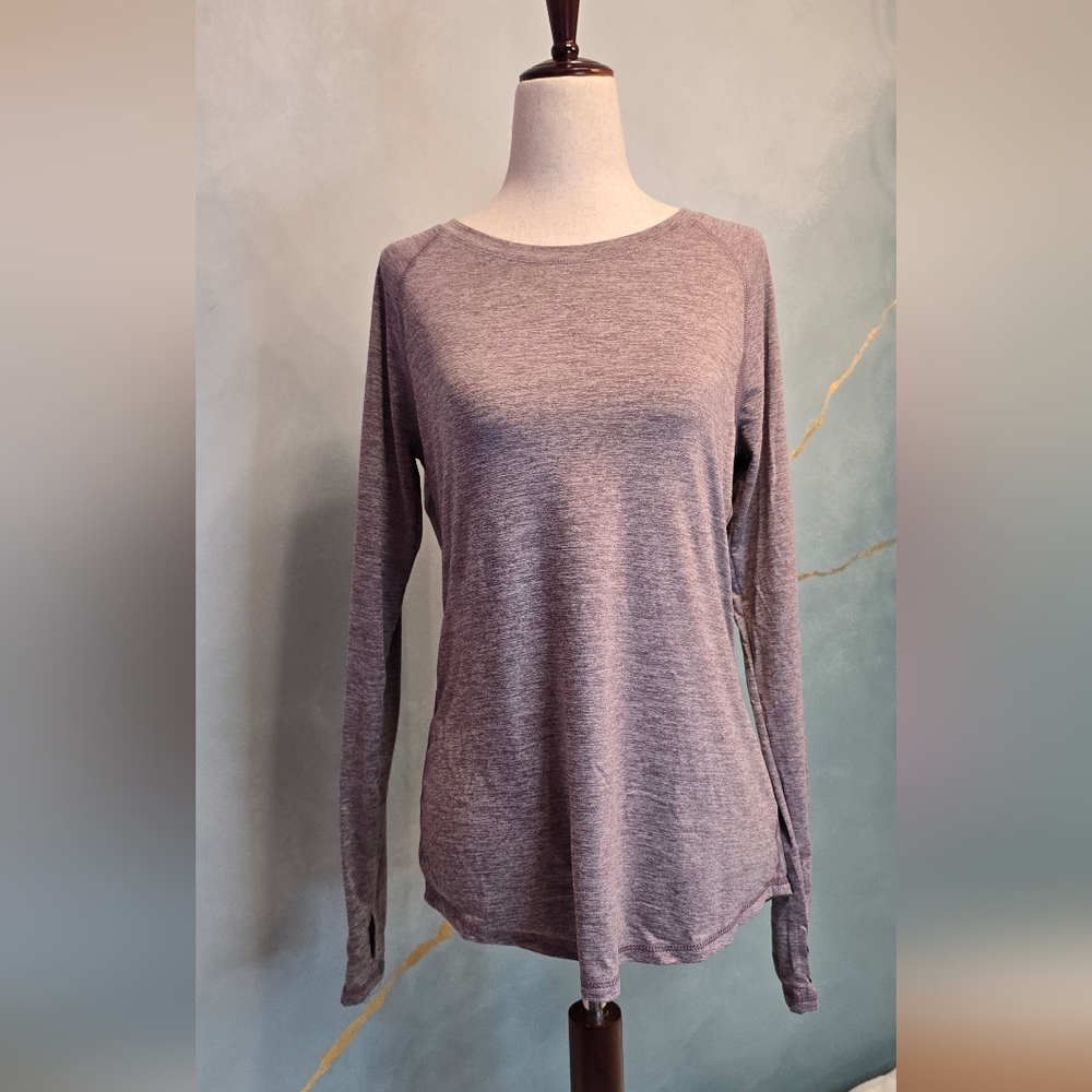 Champion Long Sleeve Activewear Tee in Heather Pink Maroon Burgundy S